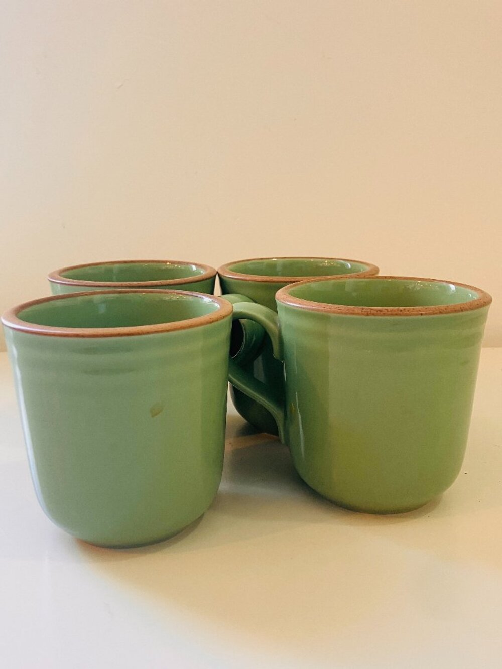 Vintage Noritake Madera Sea Foam Green Mugs - set of 4